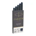 Parker Fountain Pen Ink Refill Cartridges | Long | Blue-Black QUINK Ink | 5 Count