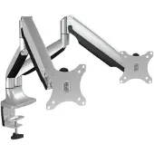 Raidsonic technology ICY BOX IB-MS504-T - Monteringssett - justerbar arm - for 2 skjermer - svart, sølv - skjermstørrelse: inntil 32 - skrivebordsmonterbar