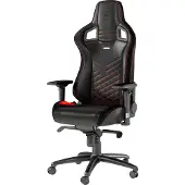 Noblechairs EPIC - Stol - ergonomisk - armlener - roterende - nylon, polyuretan, skumplast, polyuretan fauxlær - svart, rød