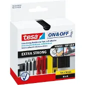 TESA ON&OFF 55229 ekstra sterk borrelåstape 1 m x 50 mm, svart