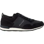Tommy Hilfiger for man. FM0FM00924 Iconic leather trainers with navy laces (45), Black, Flat, 1 to 3 cm, Casual