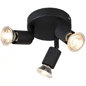 QAZQA Industriell spotlight svart vippebar rund 3-lys - Jeany