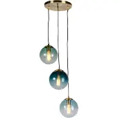 QAZQA Art Deco-hengelampe messing med blått glass - Pallon