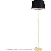QAZQA Gulvlampe gull/messing med svart linjskjerm 45 cm - Parte