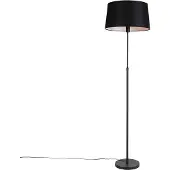 QAZQA Gulvlampe svart med svart linjskjerm 45 cm justerbar - Parte