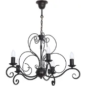 Luminex Lysekrone Mauro, svart, 5 lyskilder, Ø 62 cm, metall, E14
