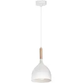 Luminex Hengelampe Noak, hvit/naturtre, Ø 17 cm