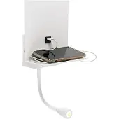 QAZQA Moderne vegglampe hvit med USB og fleksibel arm - Flero