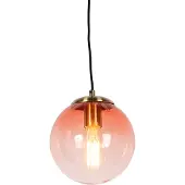 QAZQA Art Deco-pendellampe messing med rosa glass 20 cm - Pallon