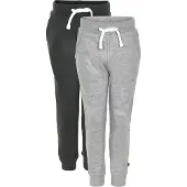 Minymo Joggebukser - 2-pack - Svart/Grå Melert - - 1 år (80) - Joggebukse