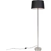 QAZQA Moderne gulvlampe stål med svart skjerm 45 cm - Simplo