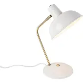 QAZQA Retro bordlampe hvit med bronse 38 cm - Milou