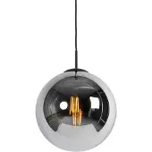 QAZQA Art Deco Hengelampe svart med røykglass 30 cm - Pallon