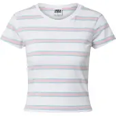 Urban Classics Stripe Cropped T-skjorte hvit