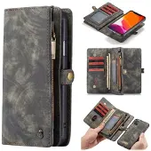 CASEME 2-i-1 Multifunksjonell iPhone 11 Lommebok-deksel - Grå