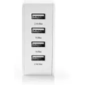 Nedis USB-ladestasjon, 4 USB-porter, 4,8 A