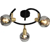 QAZQA Taklampe svart 44,5 cm med røykglass 3-lys - Vidro