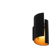QAZQA Moderne vegglampe sort med gull innvendig - Faldo