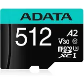 ADATA Premier Pro V30S - Flashminnekort (SD-adapter inkludert) - 512 GB - A2 / Video Class V30 / UHS-I U3 / Class10 - microSDXC UHS-I