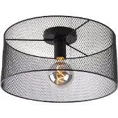 QAZQA Industriell taklampe sort - Drum Mesh