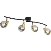 QAZQA Art Deco taklampe gull med røykglass 4-lys - Vidro