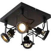 QAZQA Industriell spotlight sort 4-lys - Suplux