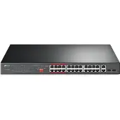 TP-LINK TL-SL1226P - Switch - ikke-styrt - 24 x 10/100 (PoE+) + 2 x 10/100/1000 + 2 x kombo-Gigabit SFP - stasjonær, rackmonterbar - PoE+ (250 W)