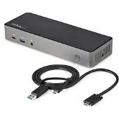 StarTech.com Startech USB-C & USB-A Dock, Hybrid Universal Triple Monitor Laptop Docking Station w/ DisplayPort & HDMI 4K 60Hz, 85W Power Delivery, 6x USB Hub, Ethernet, Audio, USB 3.1 Gen 2 10Gbps - Multi-Monito