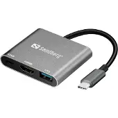 Sandberg Dock, USB-C Mini + HDMI + USB, hvid