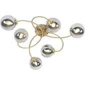 QAZQA Moderne taklampe gull 6-lys med røykglass - Athen