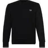 Fred perry for man. M7535 Crewneck sweatshirt black (M), Casual, Cotton