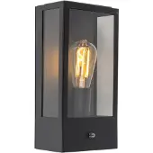QAZQA Utendørs vegglampe svart med skumringssensor - Rotterdam