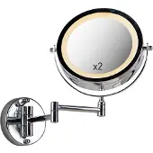QAZQA Design veggSpeil krom inkl. LED dim-to-warm justerbar IP44 - Vicino