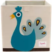 3 Sprouts Oppbevaringsboks - 33x33x33 - Påfugl - - OneSize - Kasse