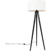 QAZQA Gulvlampe stativ svart med skjerm hvit 50 cm - Tripod Classic