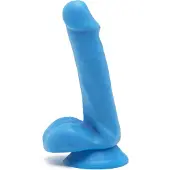 Get Real Happy Dicks Dildo med Baller Blå – 15 cm