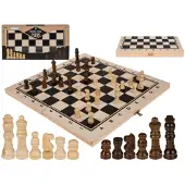 24hShop Sjakksett i tre 34 x 34 cm / klassisk brettspill / tresjakk med brikker / sjakk i gaveeske