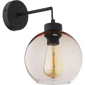 TK Lighting Vegglampe Cubus, svart/rav, glass, Ø 18 cm, E27