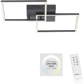 JUST LIGHT LED-taklampe Iven, dimbar, svart, 53 x 53 cm