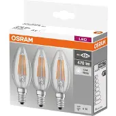 Osram LED-mignonpære E14 4W fil. 4 000 K 470lm 3er