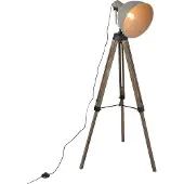 QAZQA Smart industrielt stativgulvlampe tre med grå inkl. wifi A60 - Laos
