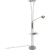 QAZQA Stål gulvlampe med lesearm inkl. LED og USB-port - Sevilla