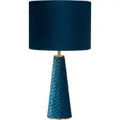 Lucide Bordlampe EXTRAVAGANZA VELVET, turkis, høyde 47 cm, tekstil