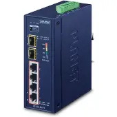 Planet IGS-624HPT - Switch - 4 x 10/100/1000 (PoE+) + 2 x Gigabit SFP - DIN-skinnemonterbar, veggmonterbar - PoE+ (120 W) - DC-strøm