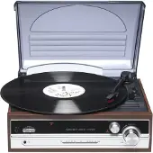 Denver VPR-190MK3 platespiller / LP-spiller med FM-radio / retro vinylspiller med høyttalere