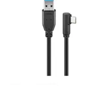 Goobay USB-C-kabel med vinkel 3m - USB-C/USB-A - Svart
