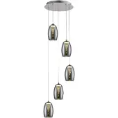 Brilliant LED-hengelampe Metropolis 5 lyskilder i røkt glass