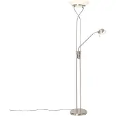 QAZQA Gulvlampe i stål med LED og dimmer med leselampe - Empoli