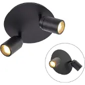 QAZQA Smart moderne spotlight svart inkl. GU10 2-lys IP44 - Ducha