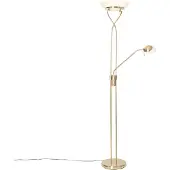 QAZQA Gulvlampe messing inkl. LED og dimmer med leselampe - Empoli